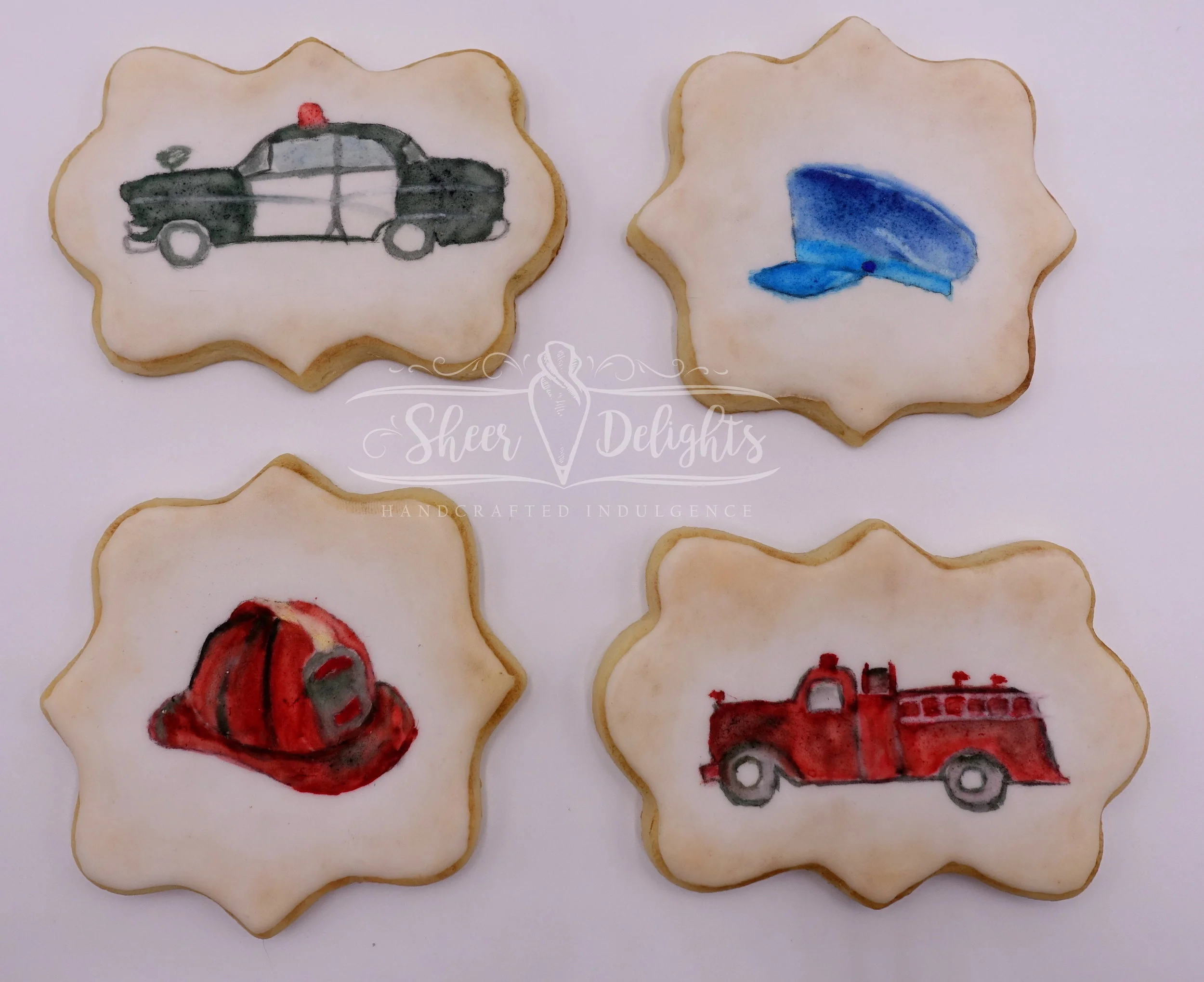 Hand Painted Police & Firefighter Cookies