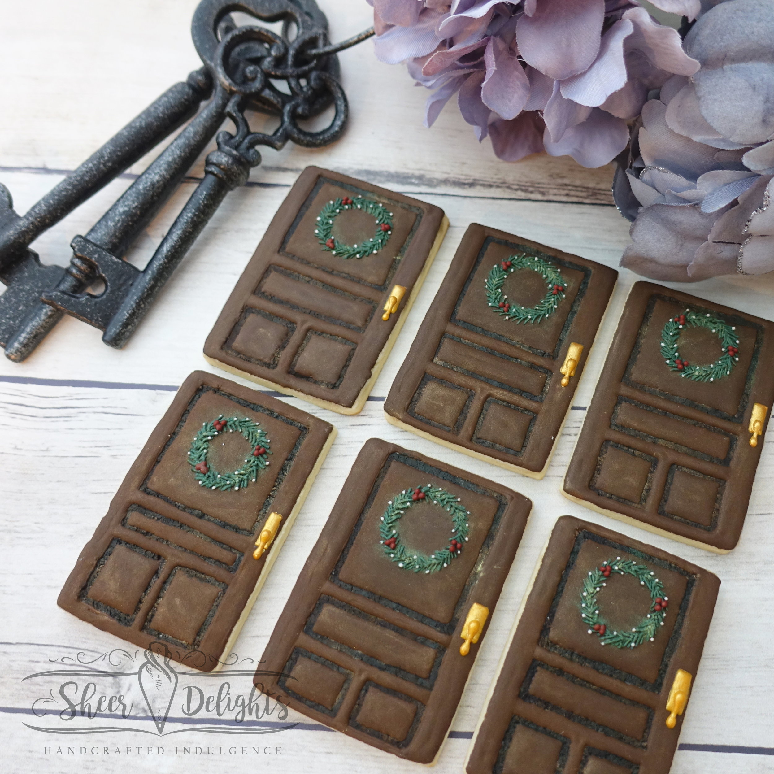 Brown Door Cookies with Wreath