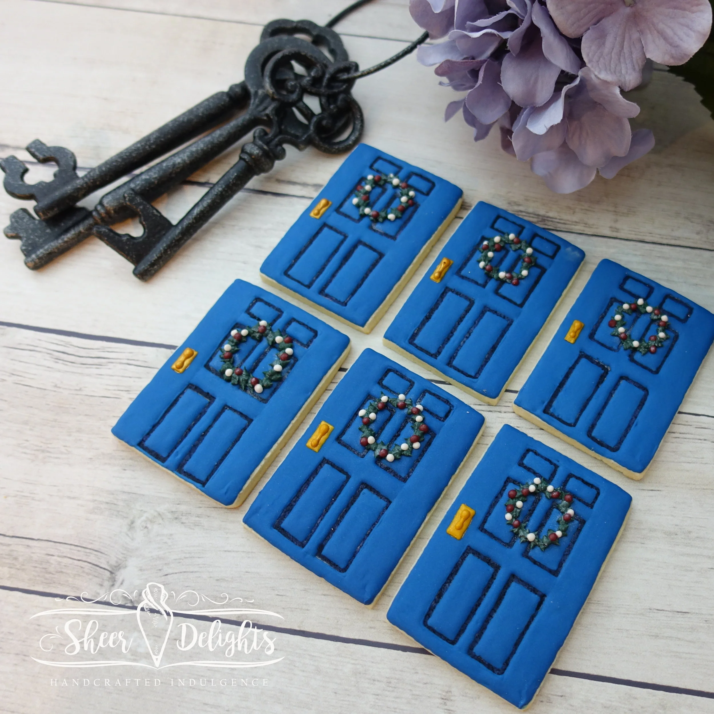 Blue Door Cookies with Wreath