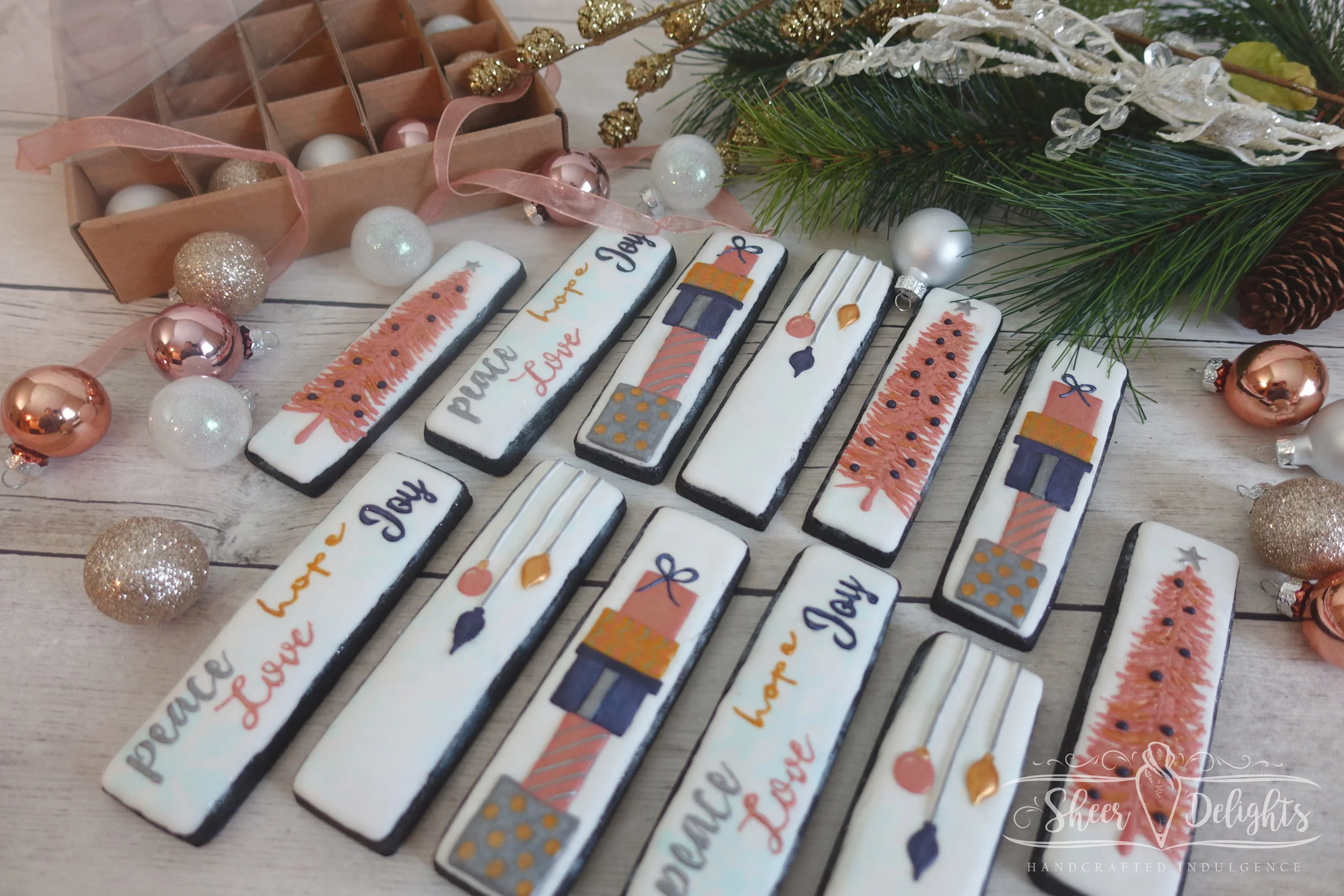 Christmas Stick Cookies - Tree, Presents, Ornaments, Peace, Love, Hope, Joy