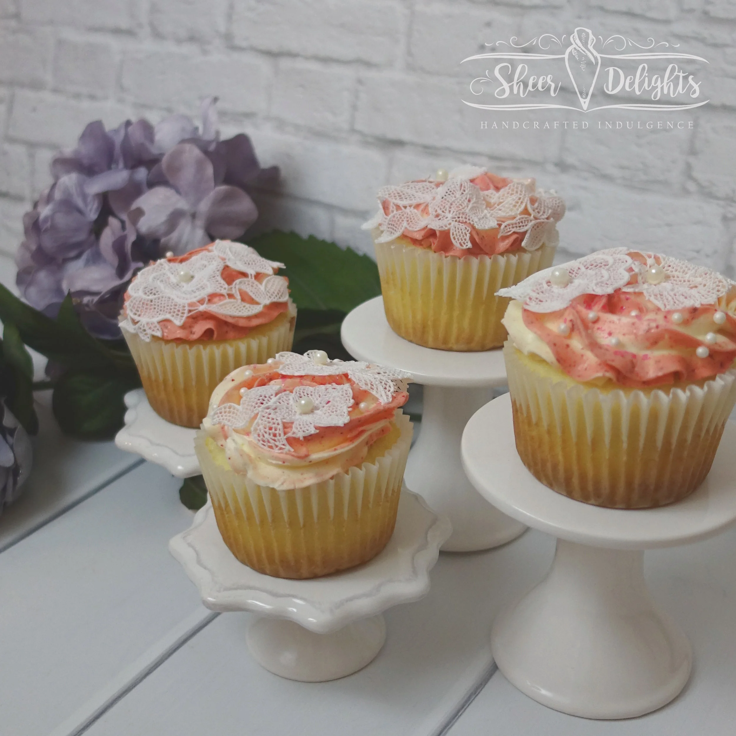 Raspberry Sugar Lace Cupcakes