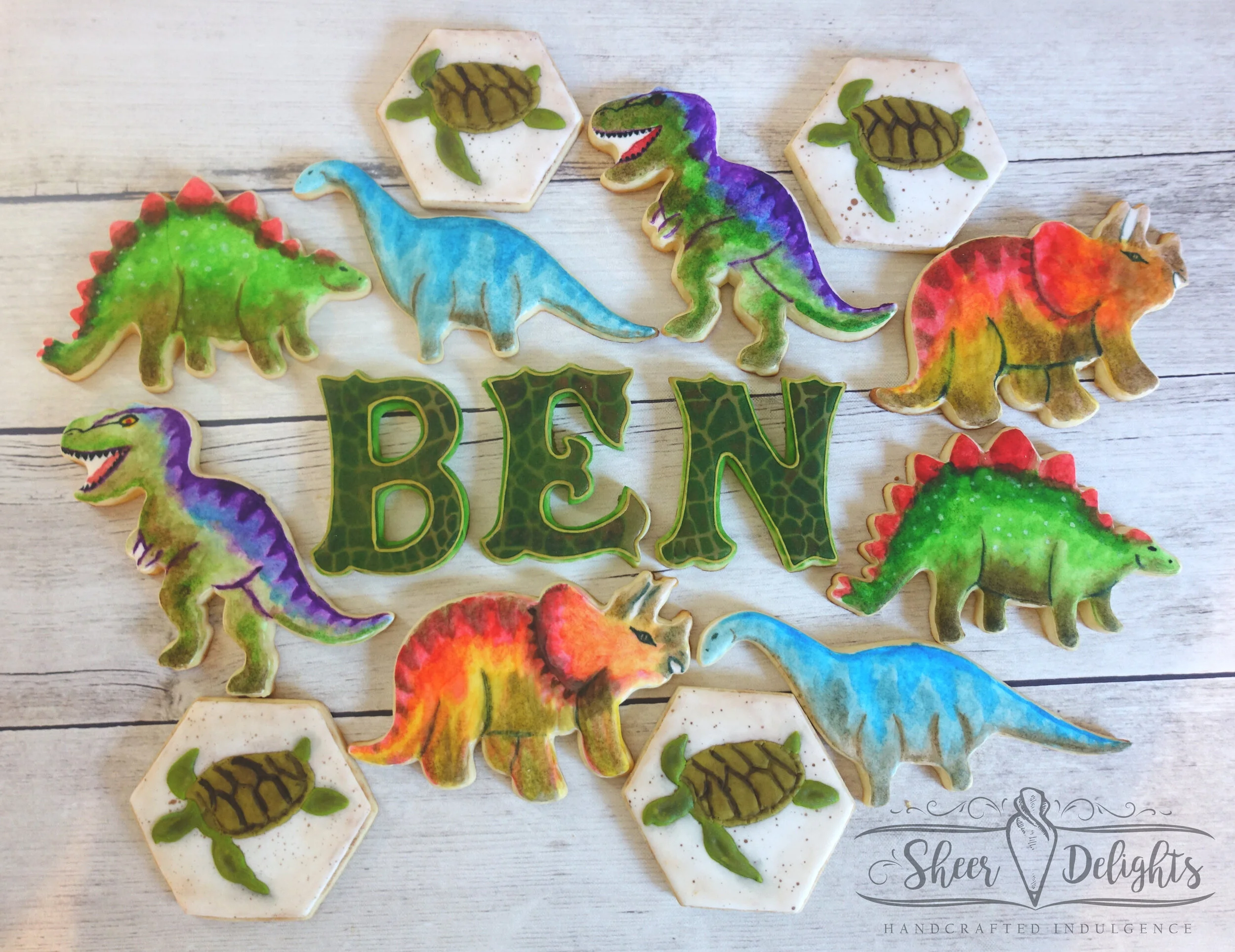 Hand Painted Dinosaur Cookies