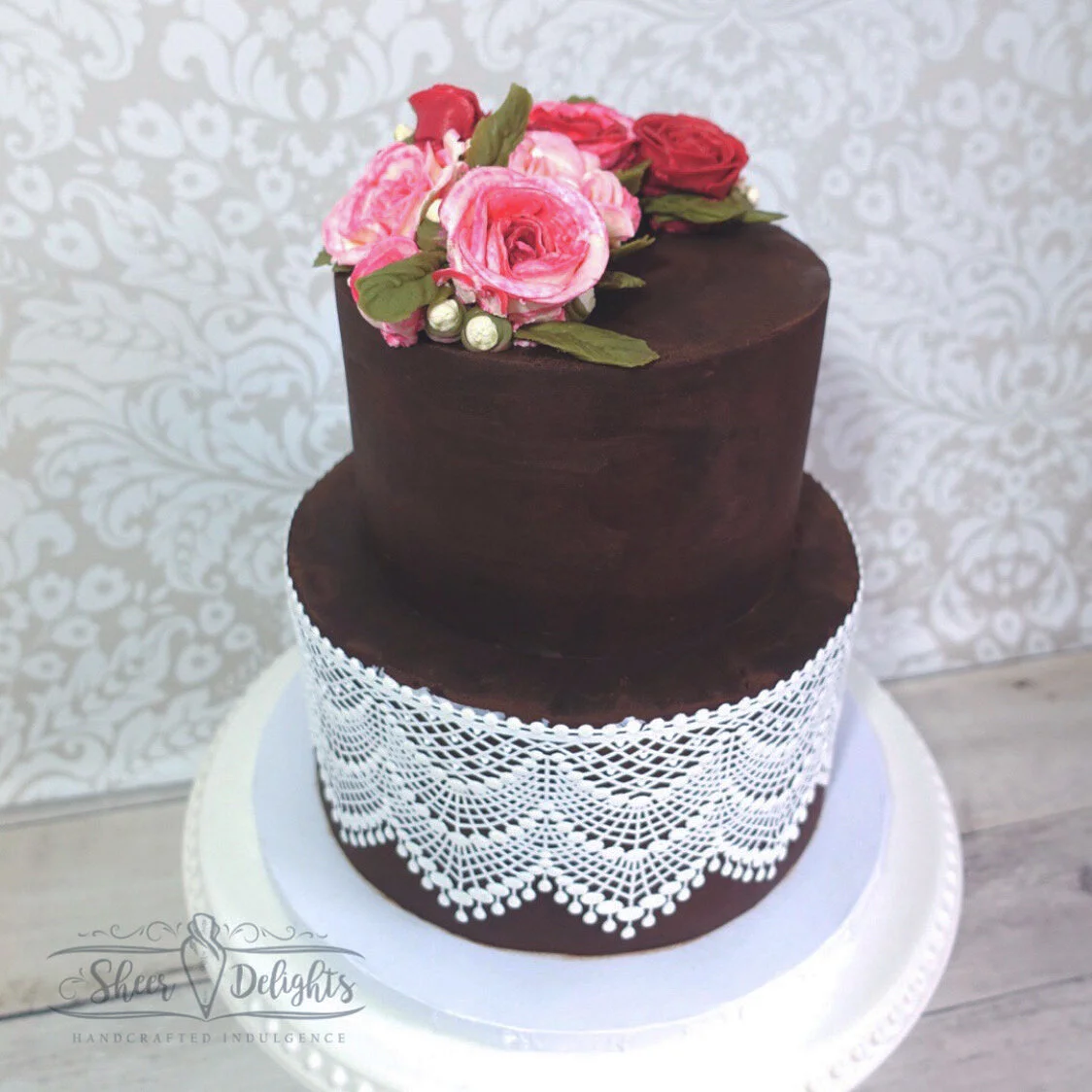 Chocolate Ganache Buttercream Flowers Wedding Cake