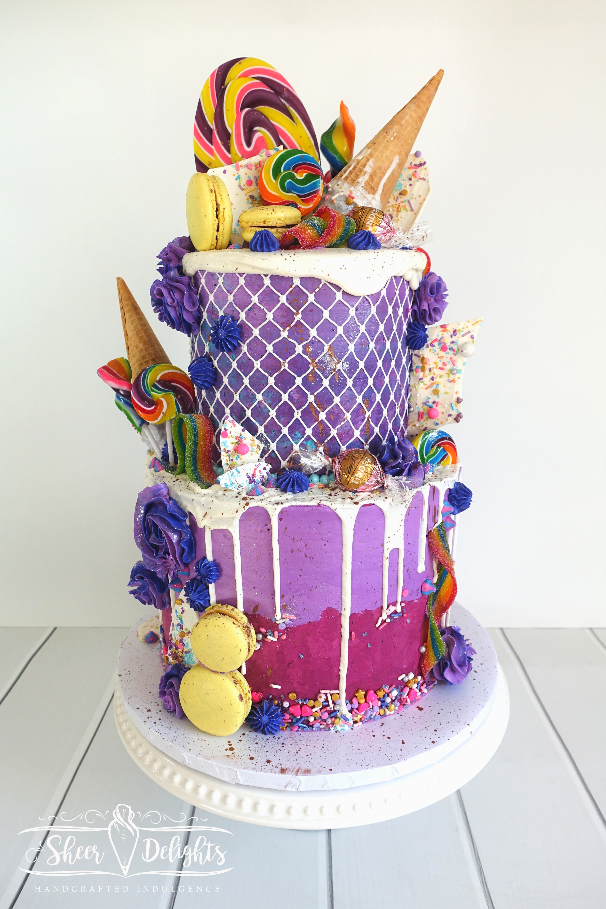 Candy Land Two-Tiered Drip Cake