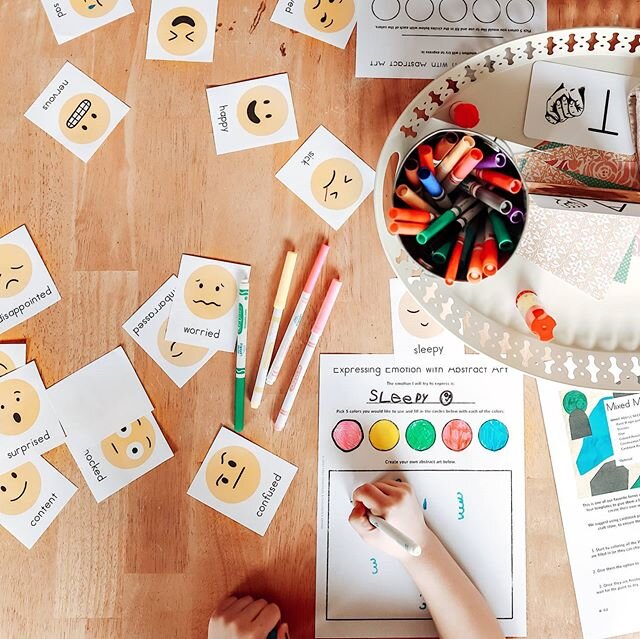 We love the way @wildwoodlove incorporated our emotions flashcards with our abstract arts and crafts lessons! 💕 .
.
.
.
.
.
#kindergarten #preschool #montessori #homeschooldays #homeschool #homeschoolers #homeschoolfamily #joyfulmamas #childhoodunpl