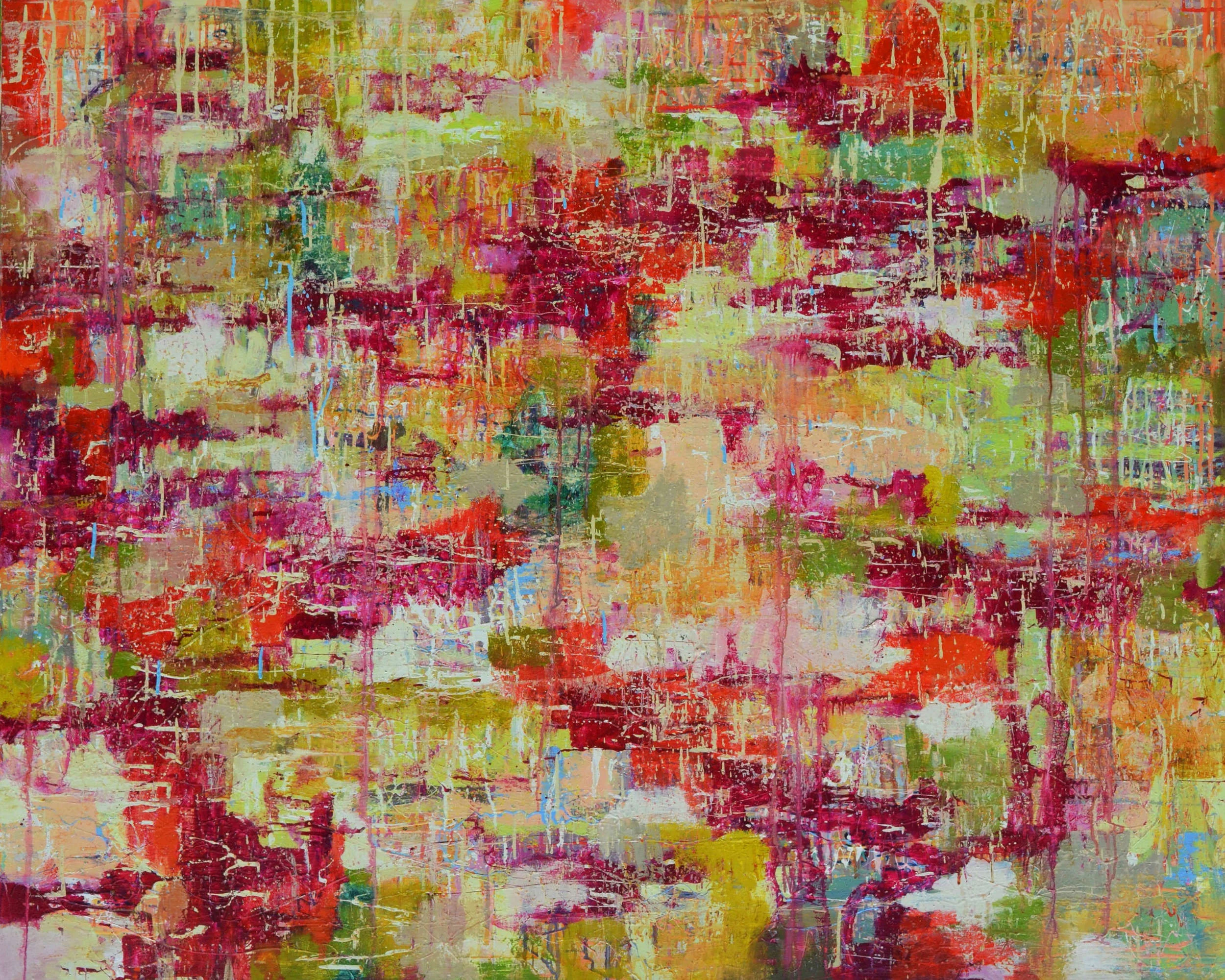 Abstract with Fuschia Masses