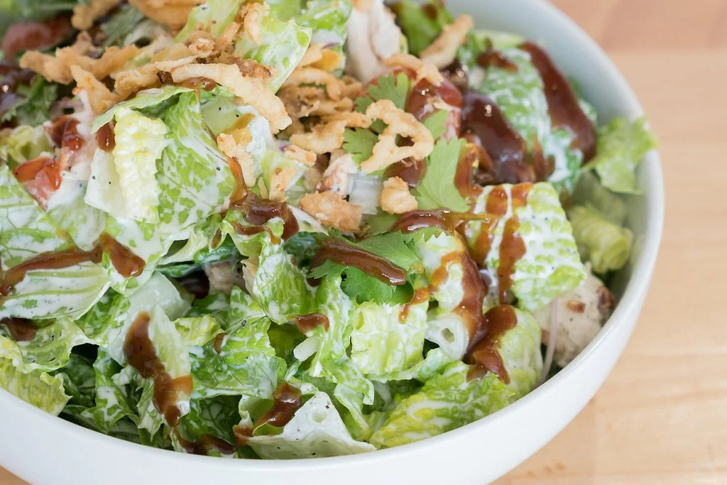 salad with sauce and crispy onions