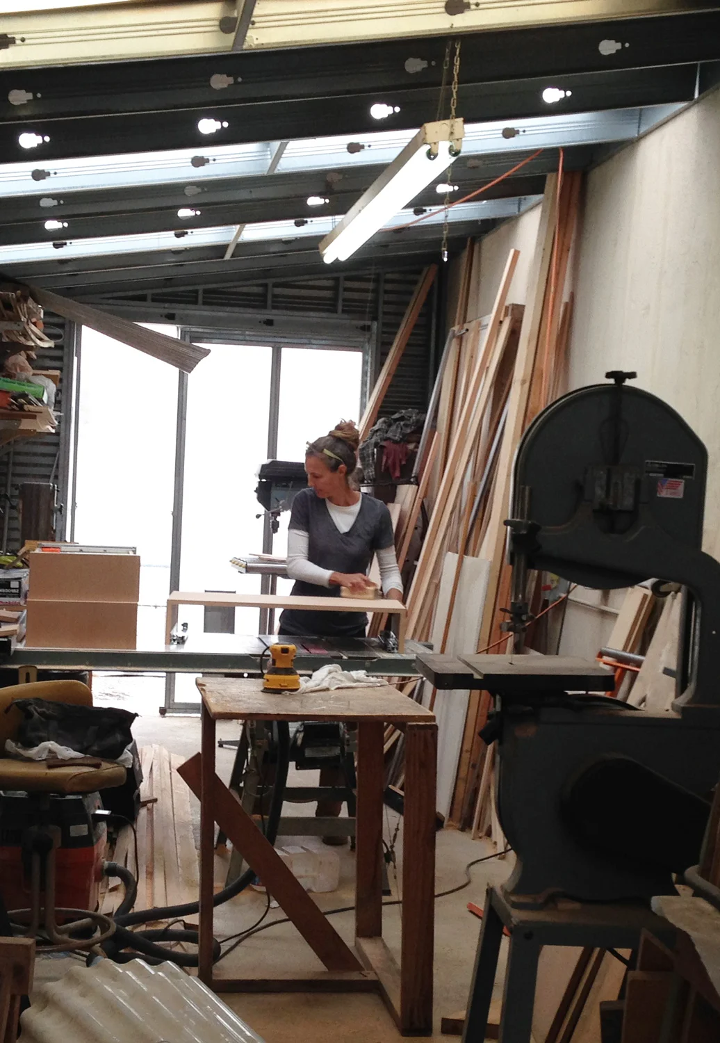 Hanne working on a new furniture piece.