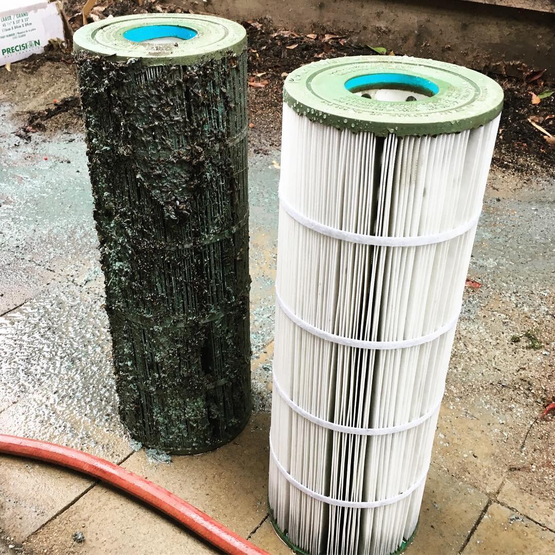 This filter was new two years ago and hadn&rsquo;t been cleaned since. We recommend cleaning them twice a year to help keep your pool clean. 
#swimmingpool #swimmingpools #pentairpool