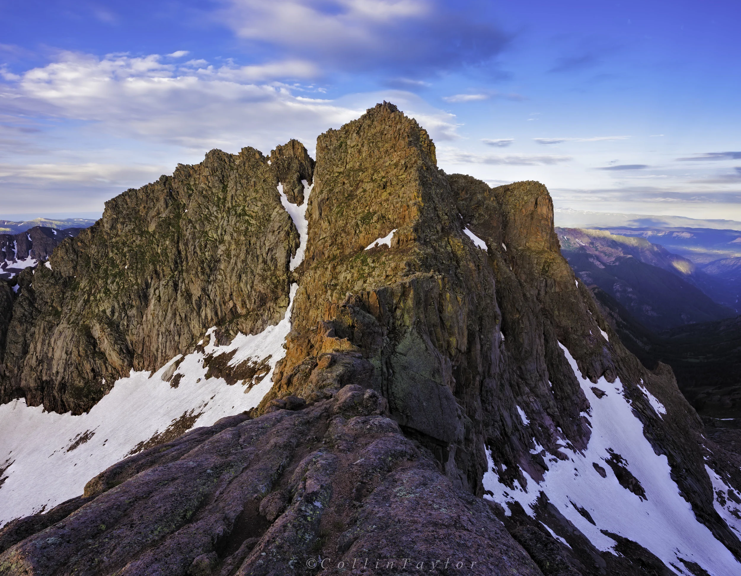 Sunrise on the catwalk of Mt Eolus - Weimenuche, San Juans