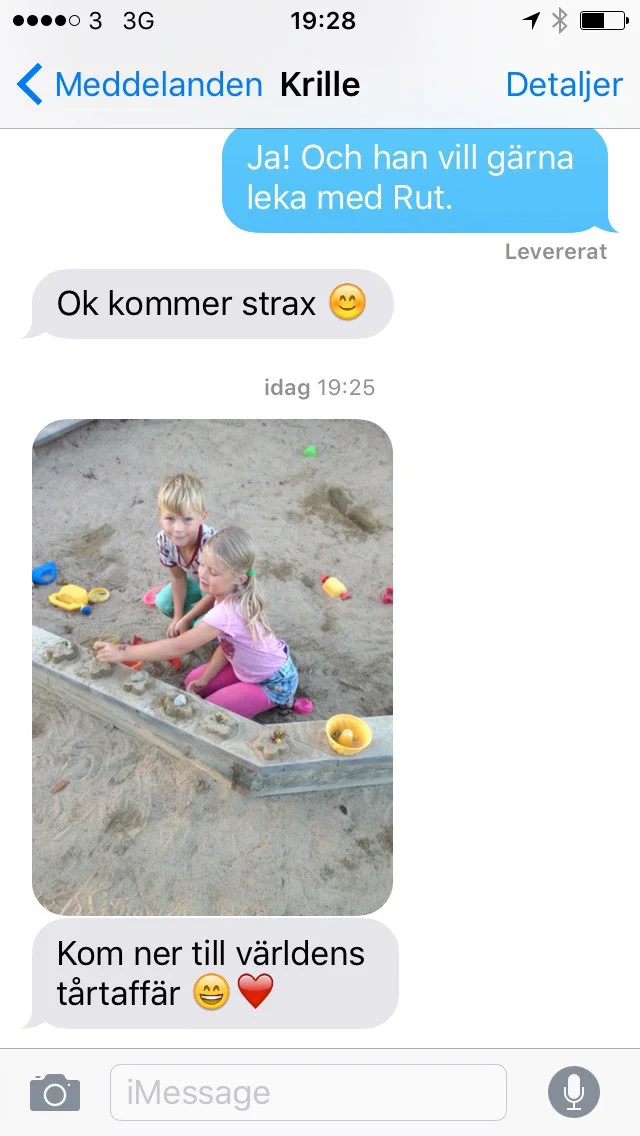 Tårtaffär på lekplatsen. Dyr.