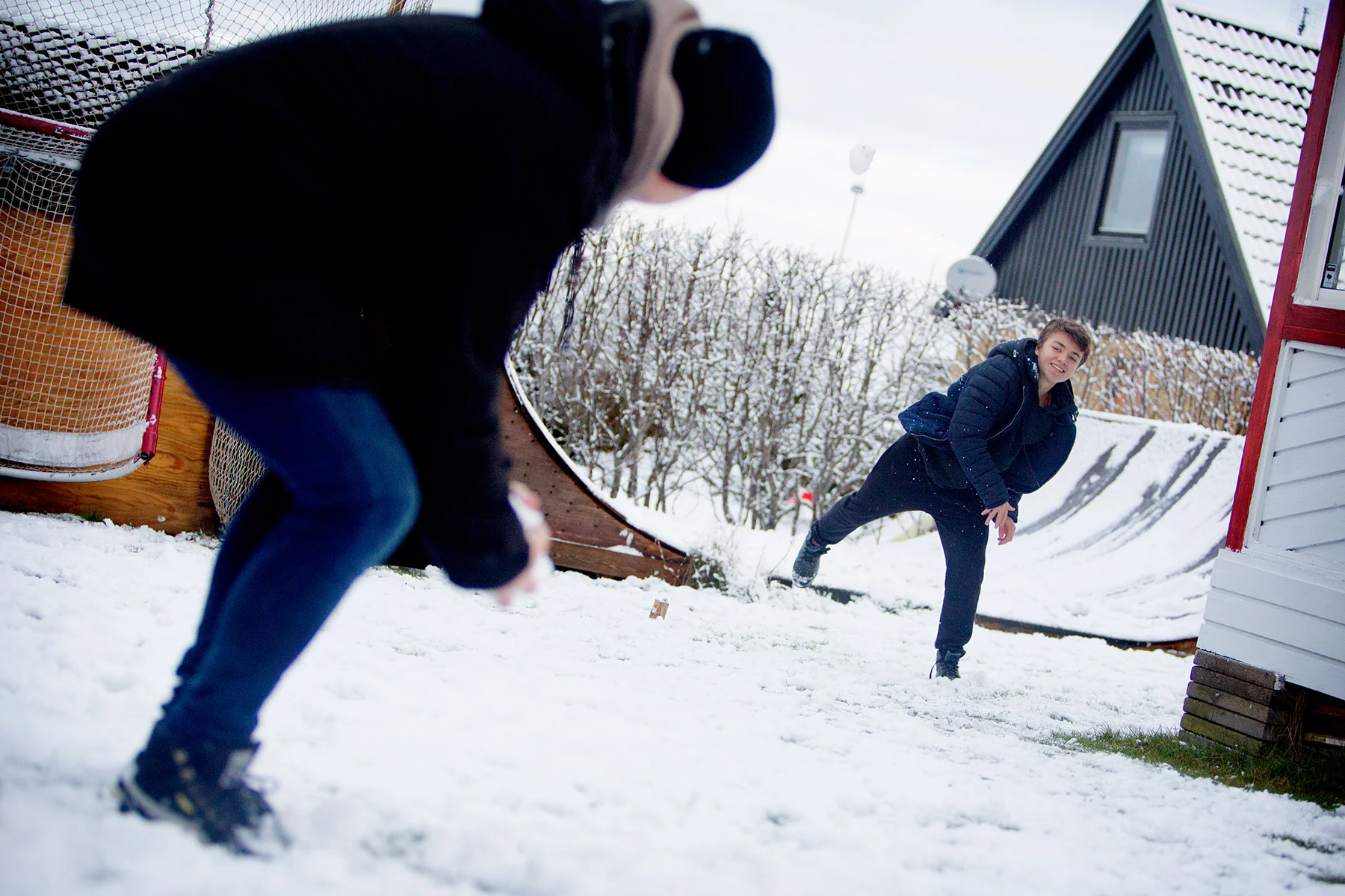Snöbollskrig i Svahnsträdgården