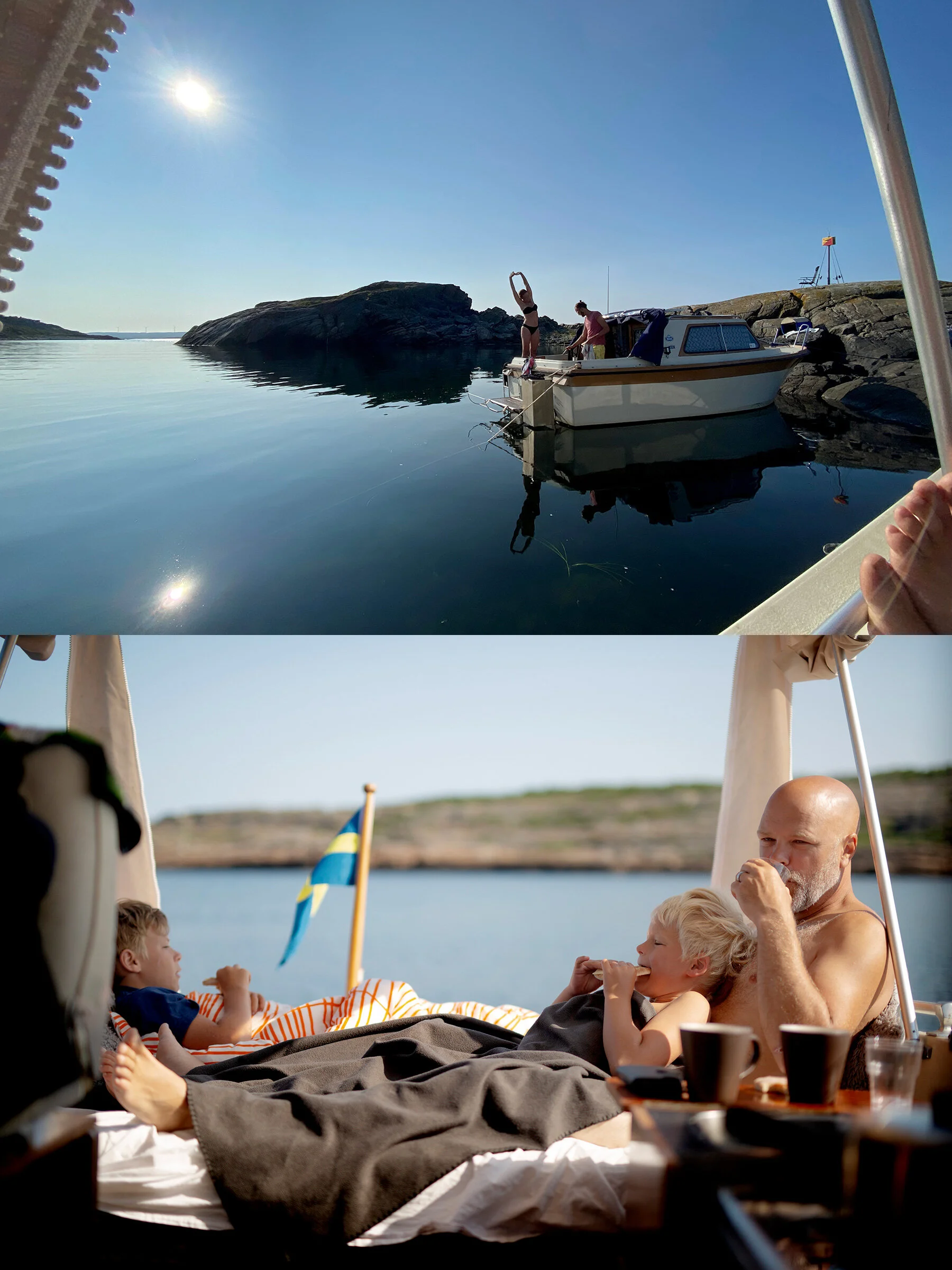 Blankblå morgon på ö