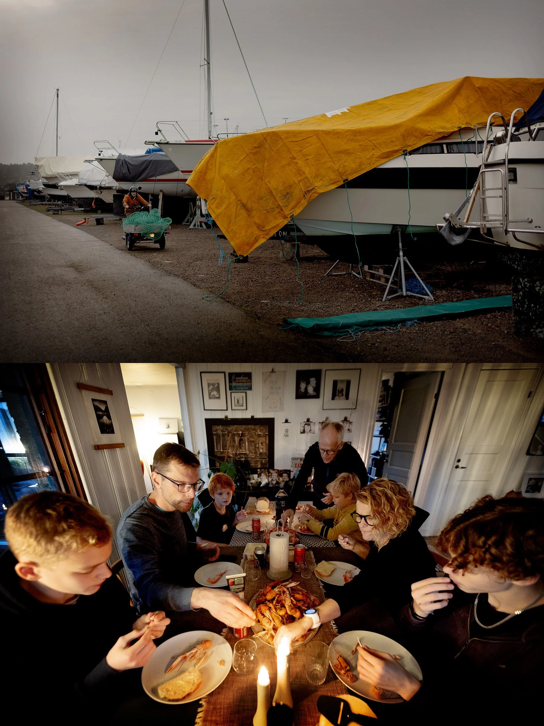 Båtinslagning i duggregn och kräftskiva på Kappfjellet