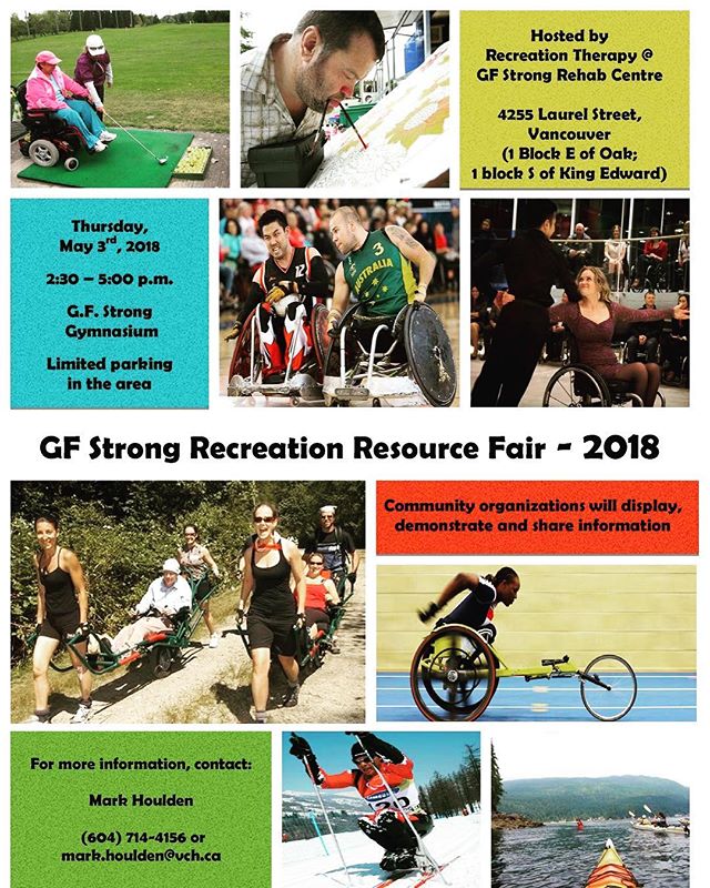 Come and join us at GF Strong on May 3rd 2:30 to 5pm. #resoucefair #resources #gfstrong #may #vancouver #ampucan #amputeecoalitionofbc #amputee #inform #info #information #fair #bc #lowermainland #recreationtherapy #therapy #rehabilitation #rehab  #s