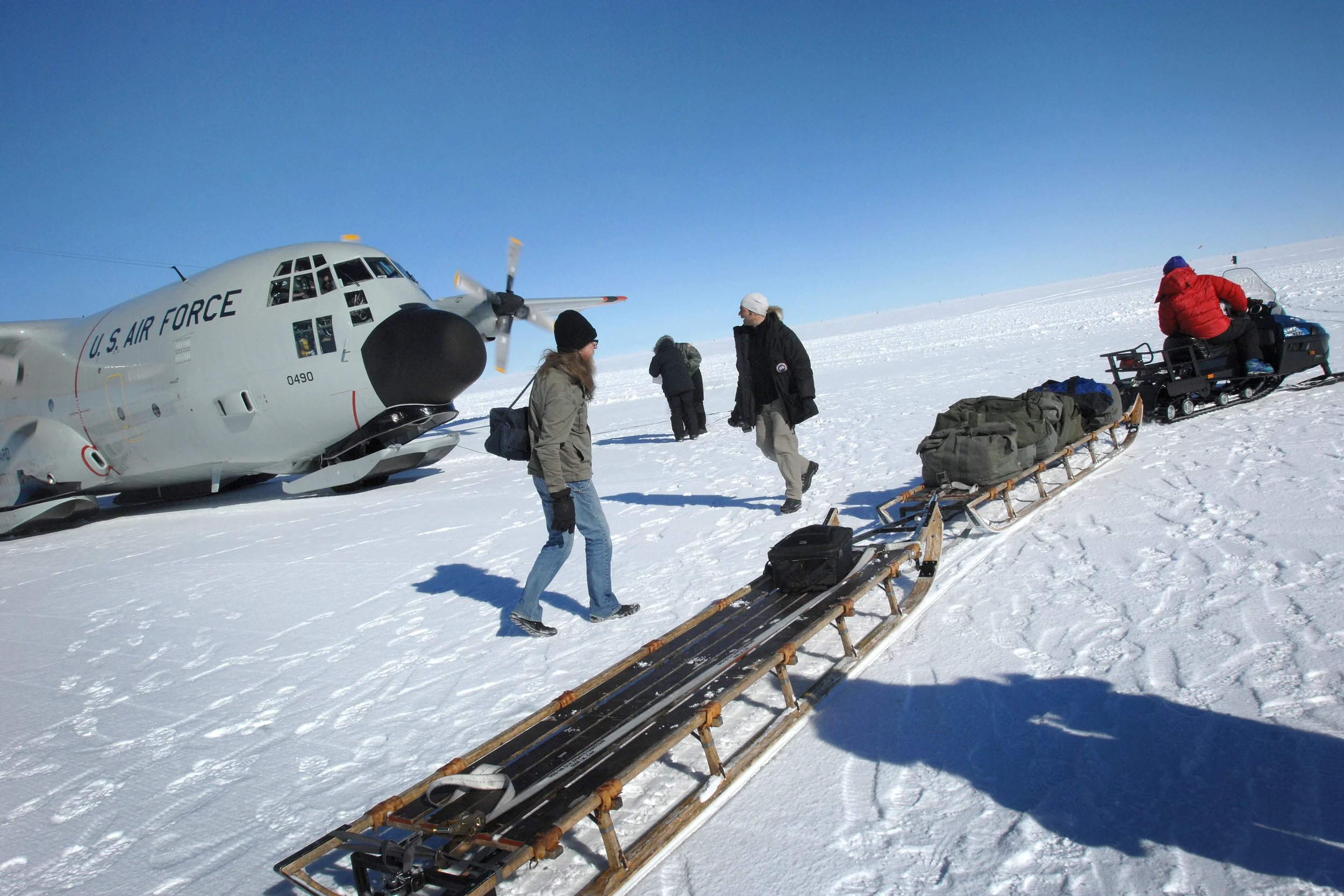 Landing At North Greenland Eemian Ice Drilling Station | Photo by U.S. Department of Defense