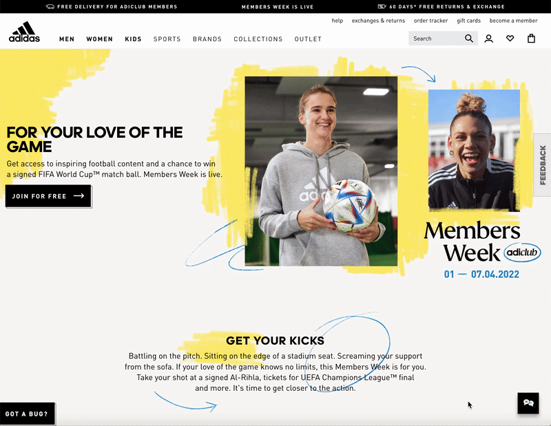 Football landing page masthead, statement, video, story stacks