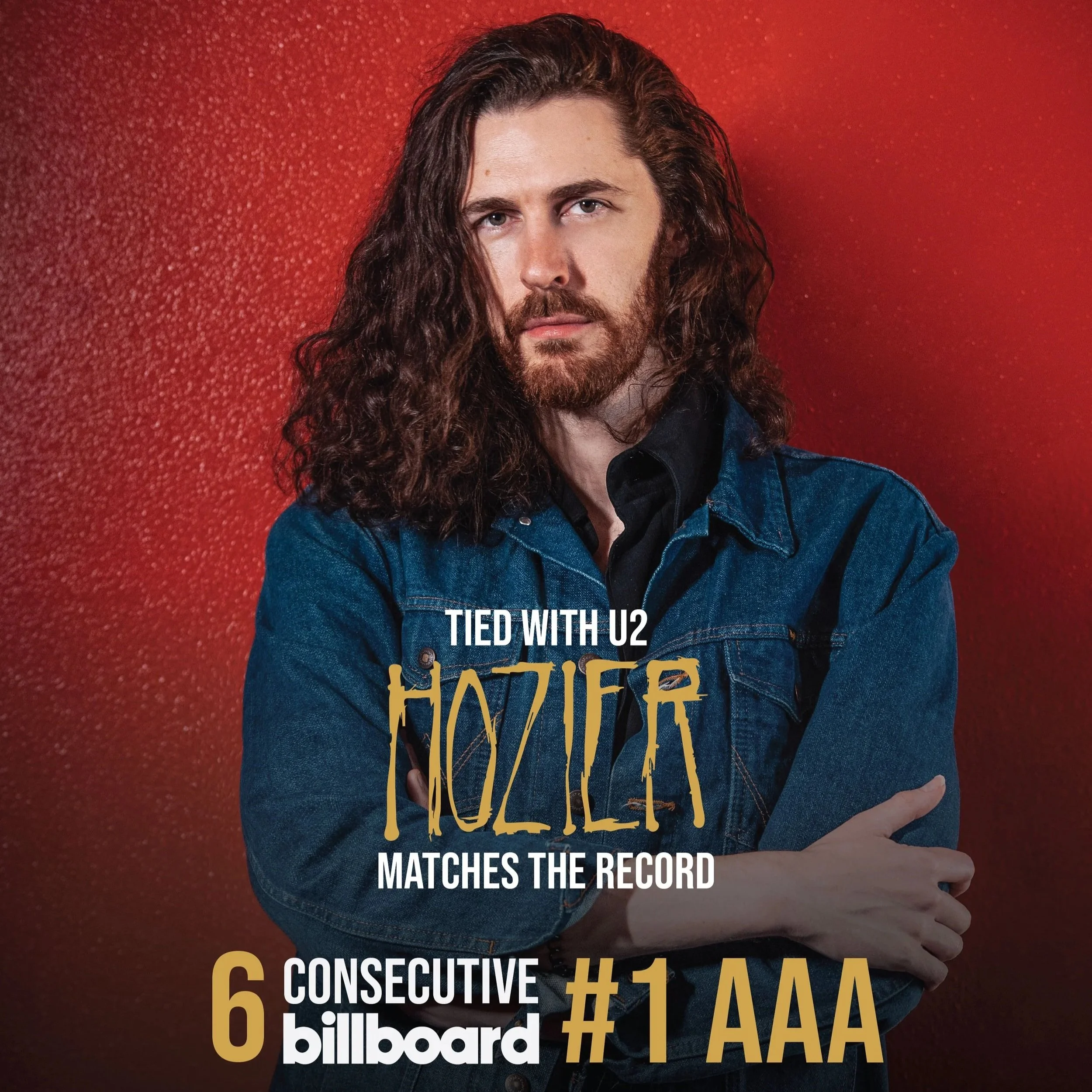 Hozier tied with U2 for the most consecutive Billboard AAA #1 singles