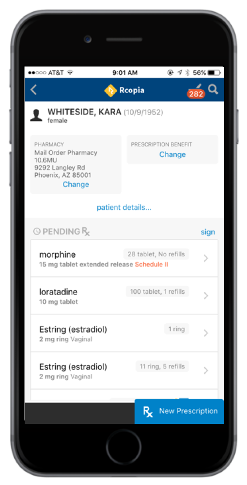 Rcopia Mobile: Mobile medication prescribing for doctors