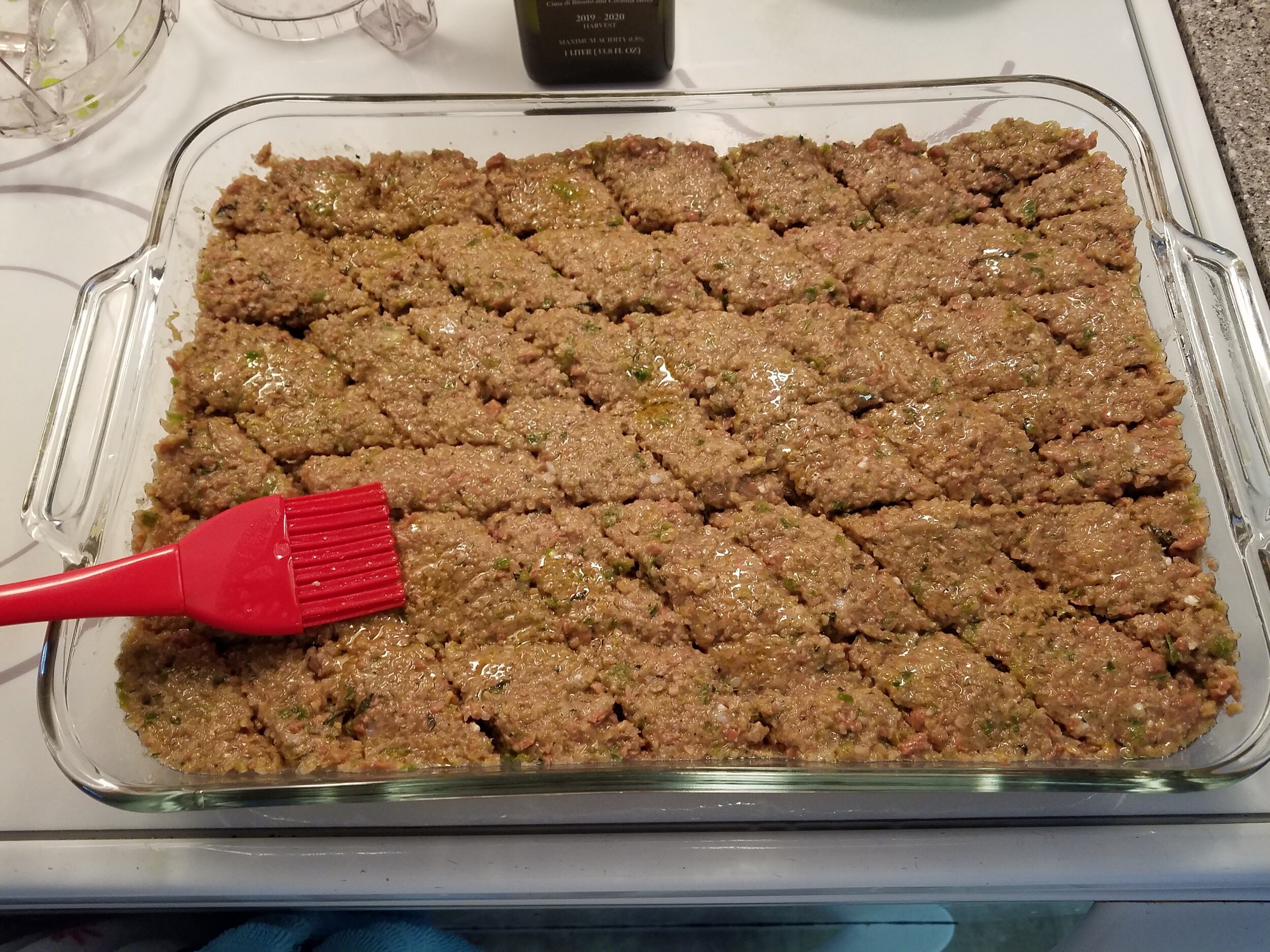 Monica's Kibbe, score traditional design, brush w olive oil.jpg