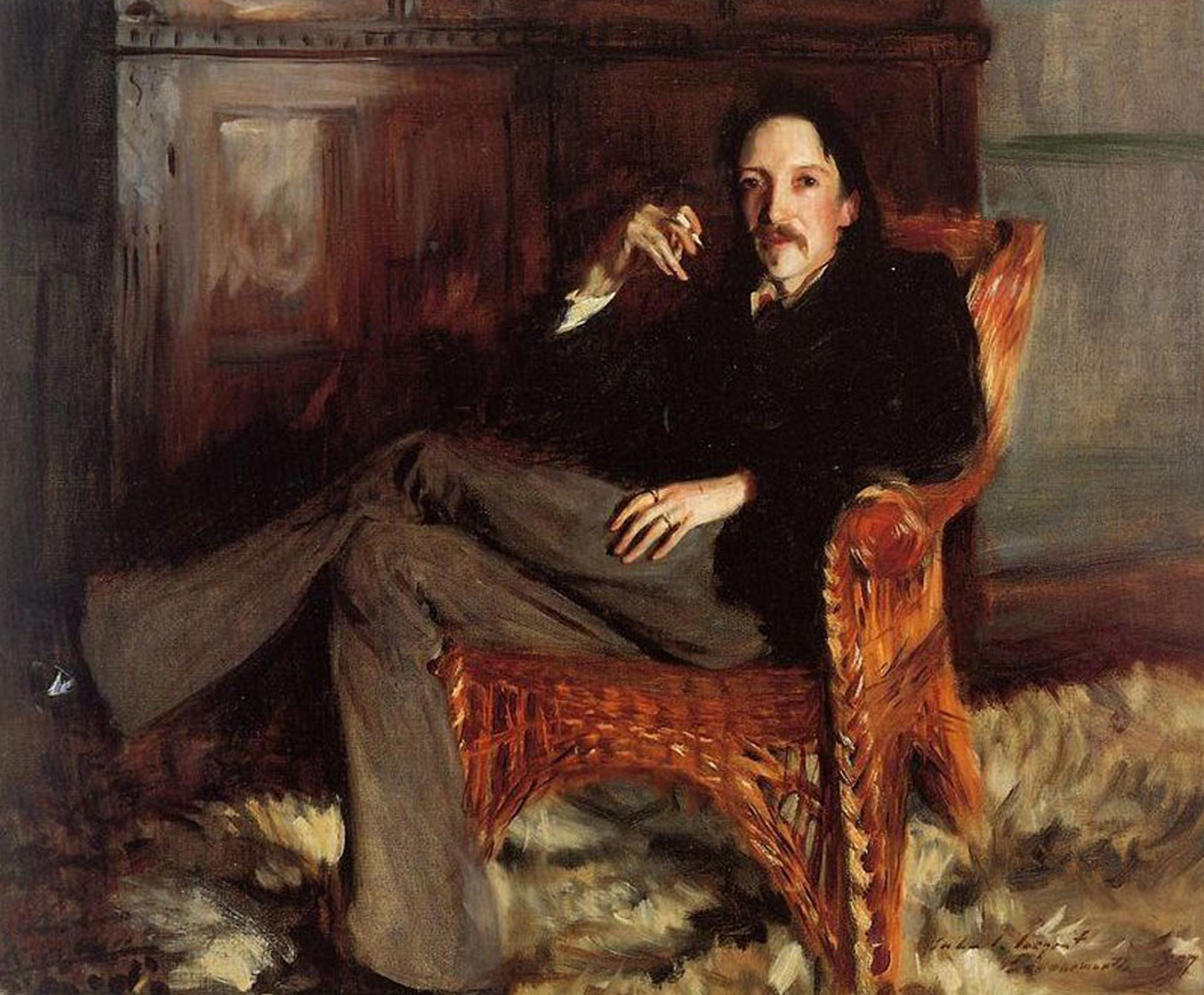 Portrait or Robert Louis Stevenson by John Singer Sargent, 1887 – shortly after the Byron McGuinness affair (picture courtesy of the Taft Museum of Art, Cincinnati, Ohio, photograph by Tony Walsh, Cincinnati, Ohio).