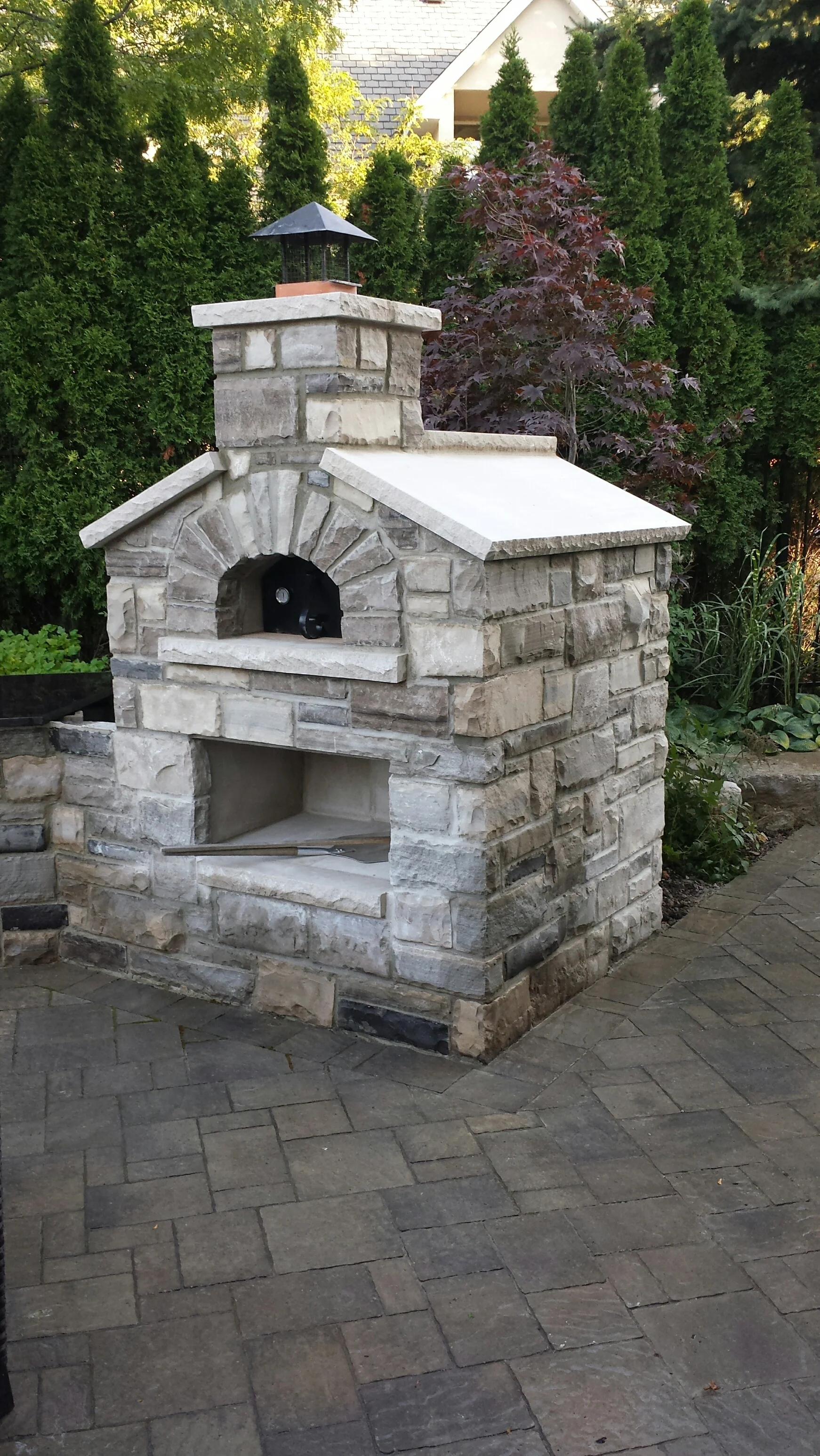 stone fire pit with chimney on Stone Darsan