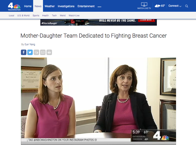 Dr. Rachel Brem and Andrea Wolf Featured on WRC-TV