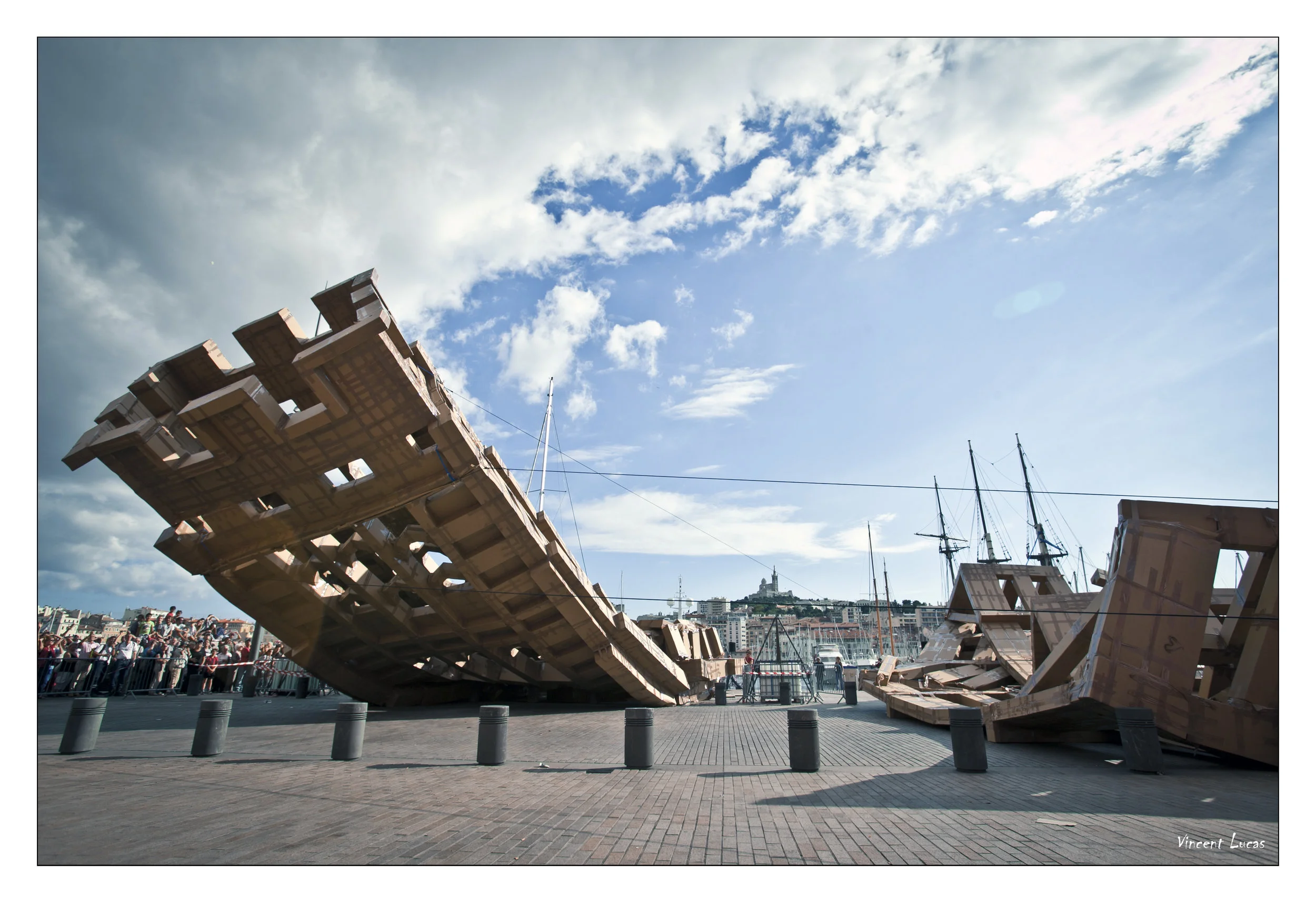 A previous toppling tower by Olivier Grossetête, in Marseille. Photo: Vincent Lucas