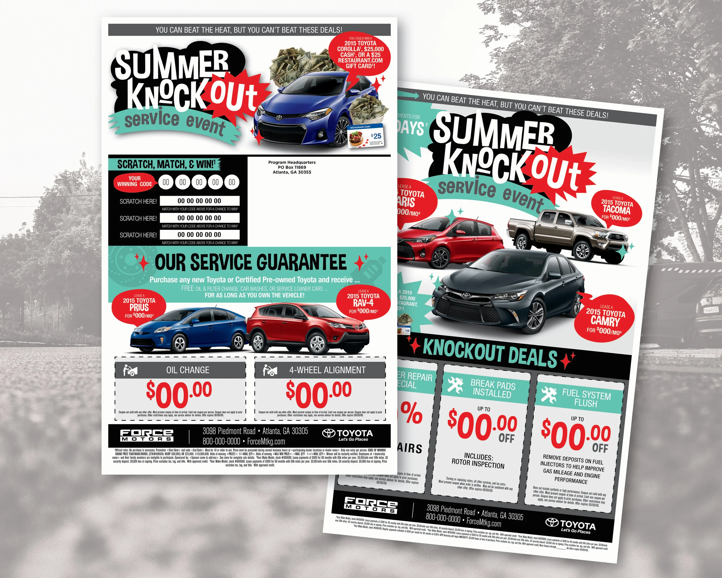  Summer Knockout theme creation at Force Marketing. 11"x17" direct mail 