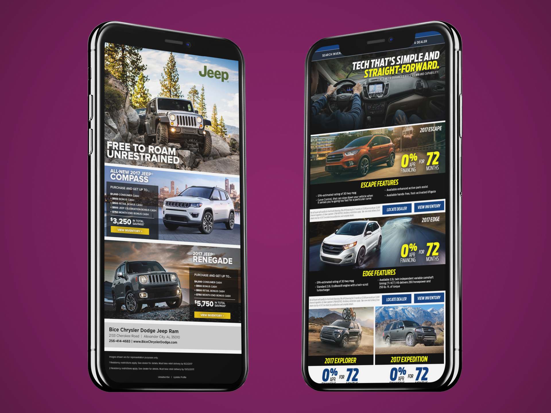  Email designs for both Jeep and Ford automotive groups. 