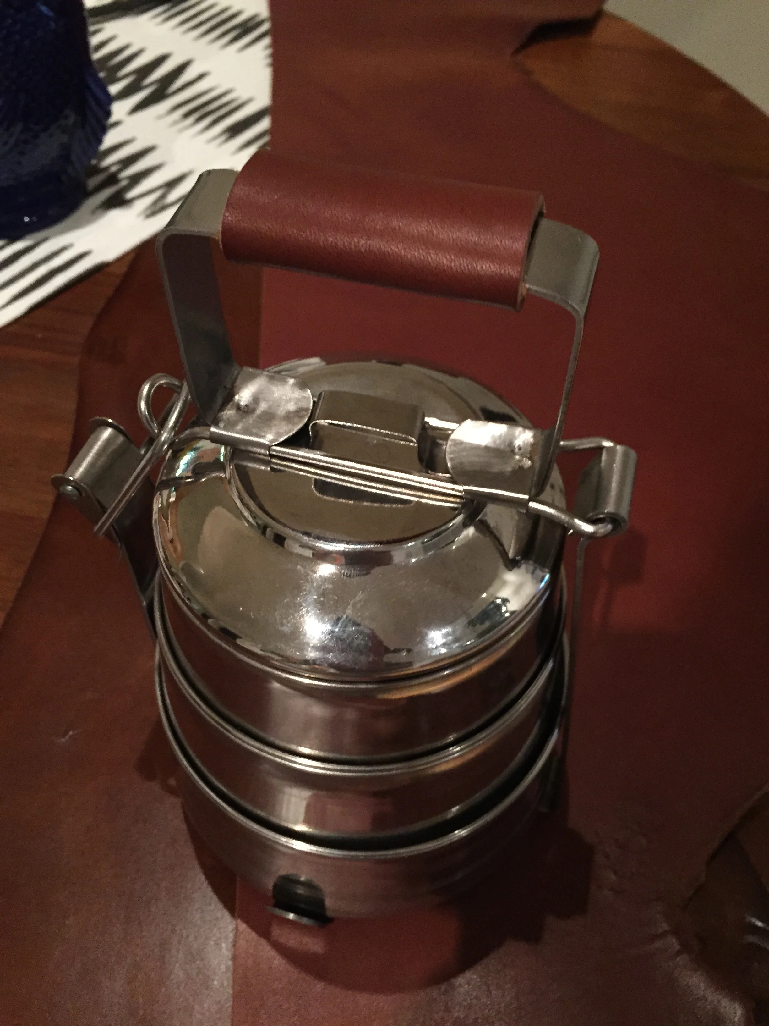 Tiffin with Leather-Wrapped Handle