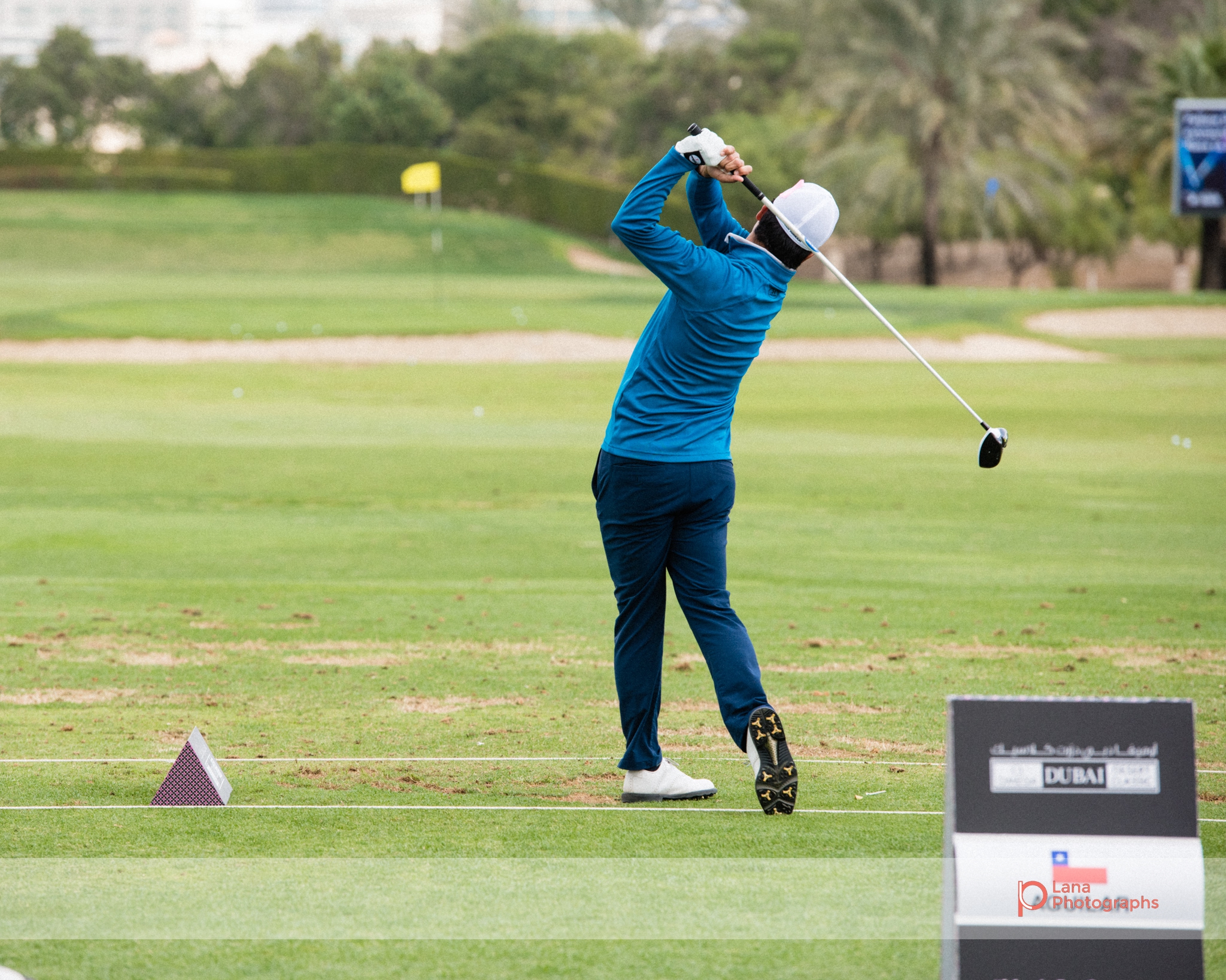   Grégory HAVRET   swings as he practices at the golfing range during the Omega Dubai Desert Classic in Dubai February 2017 