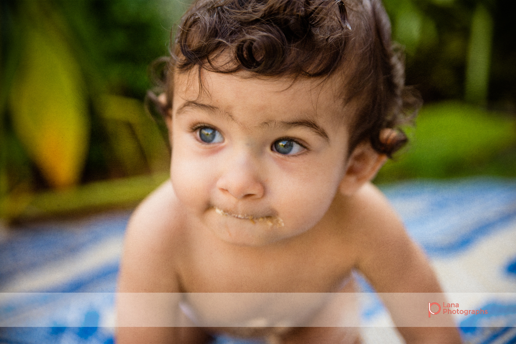 portrait of a baby boy with blue eyes