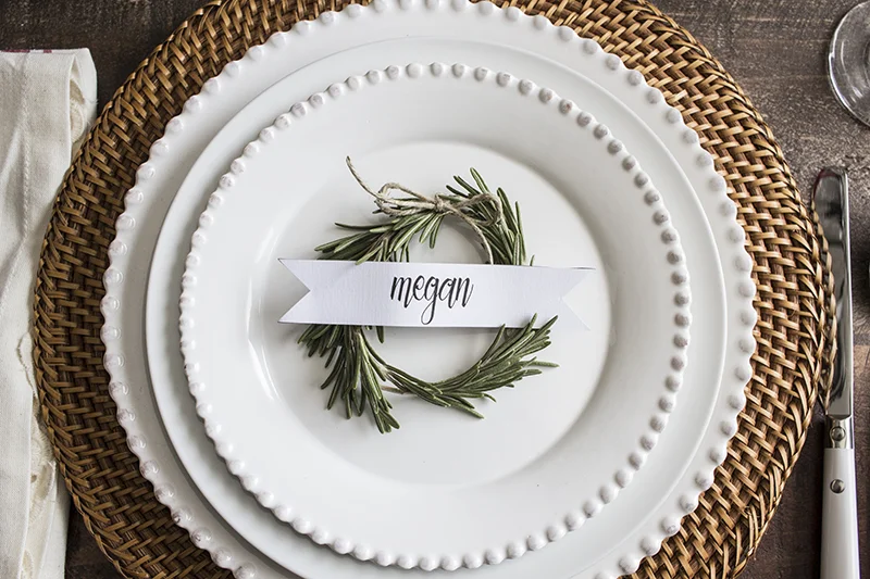 classic place card on plate