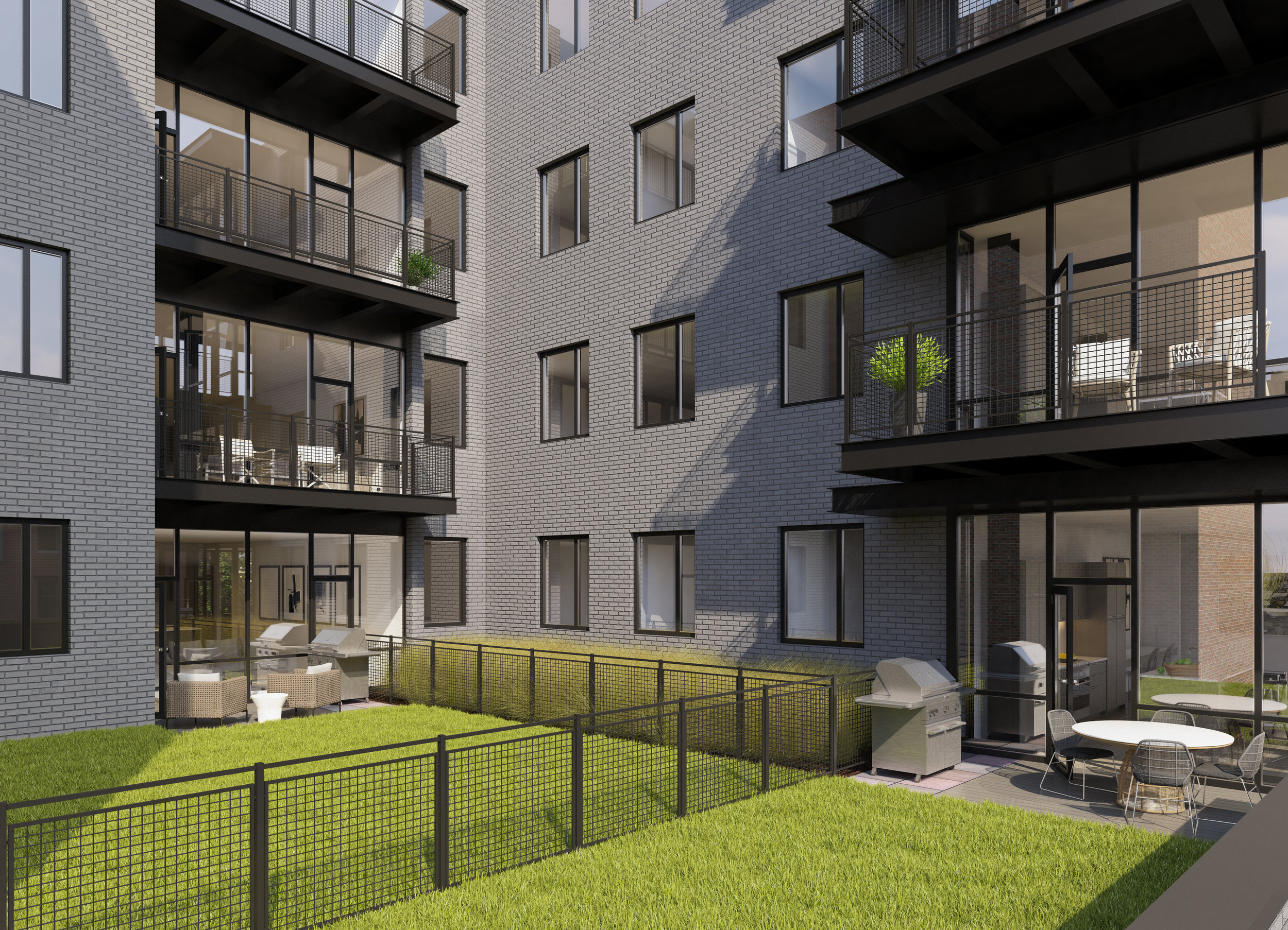 The terrace level features green roofs that will function as outdoor lawns