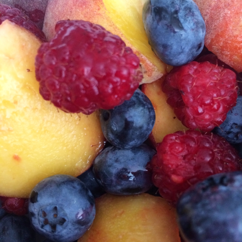Make sure you fuel your body with the good stuff. One of my favorite snacks is a bowl of fresh fruit! If I need a little extra sweetness I add 1/2 tsp. of raw honey and stir. So yummy!