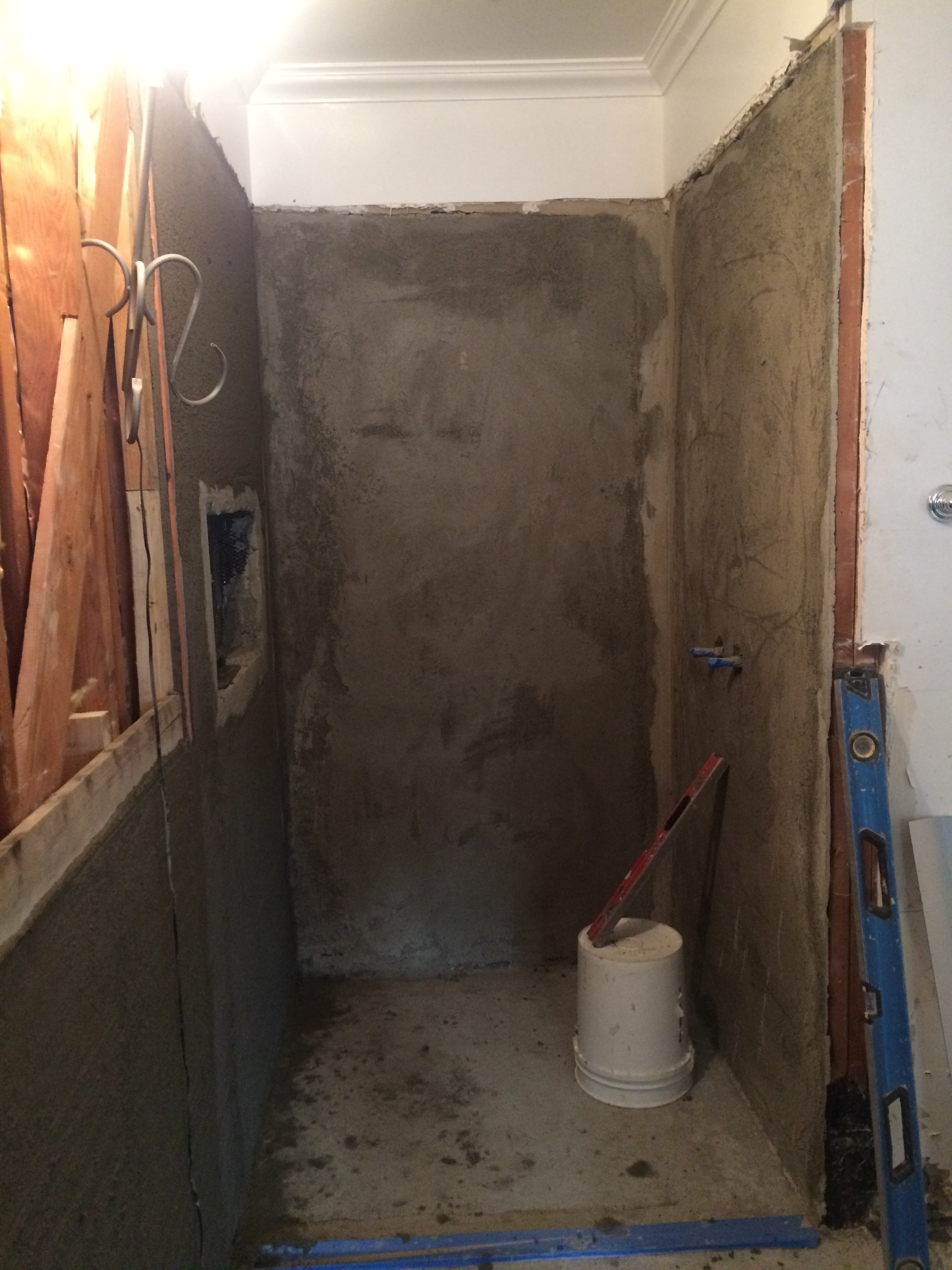 Mortar and cement bed almost ready to receive tile
