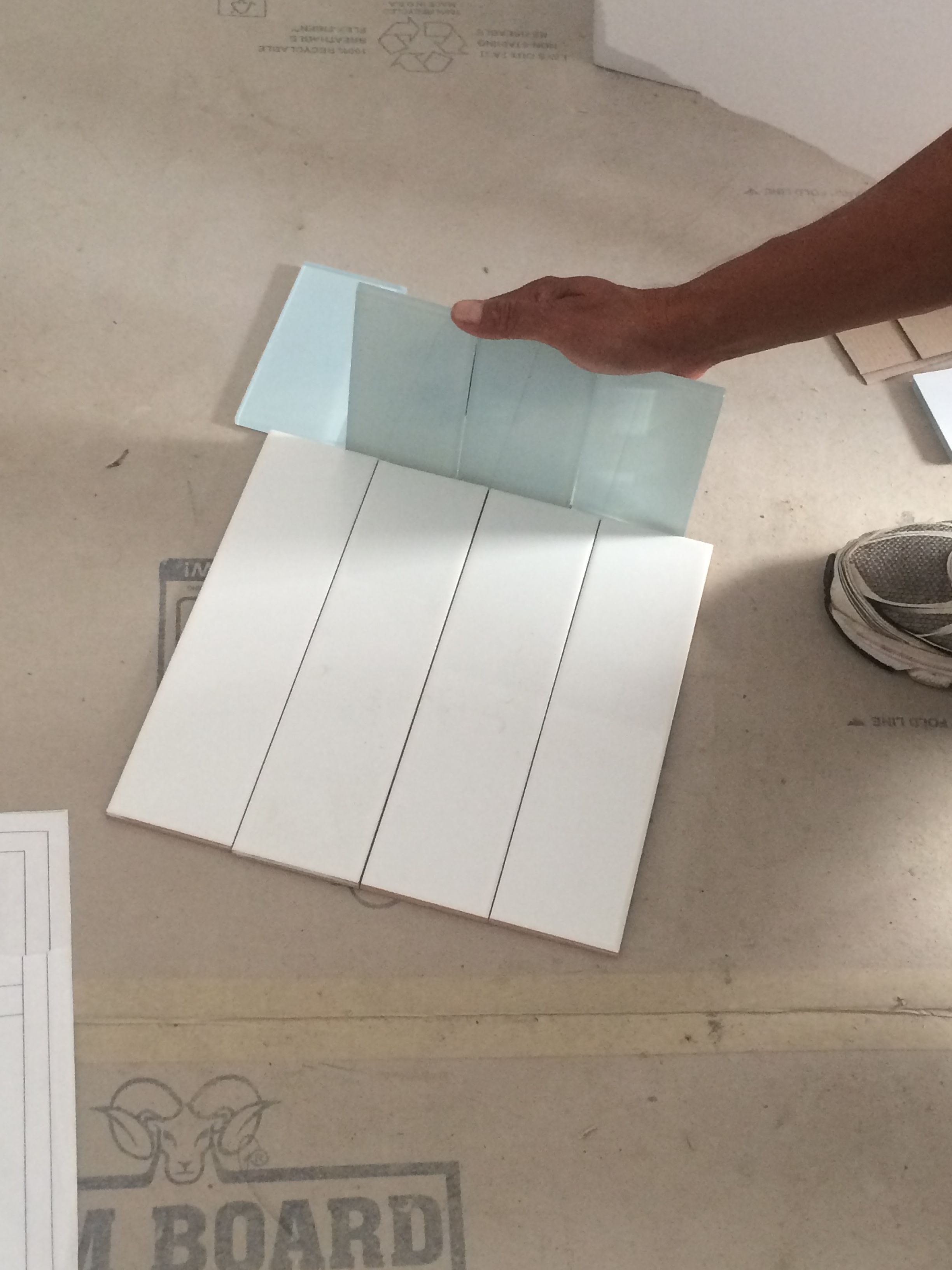 Last minute on site tile decisions being made
