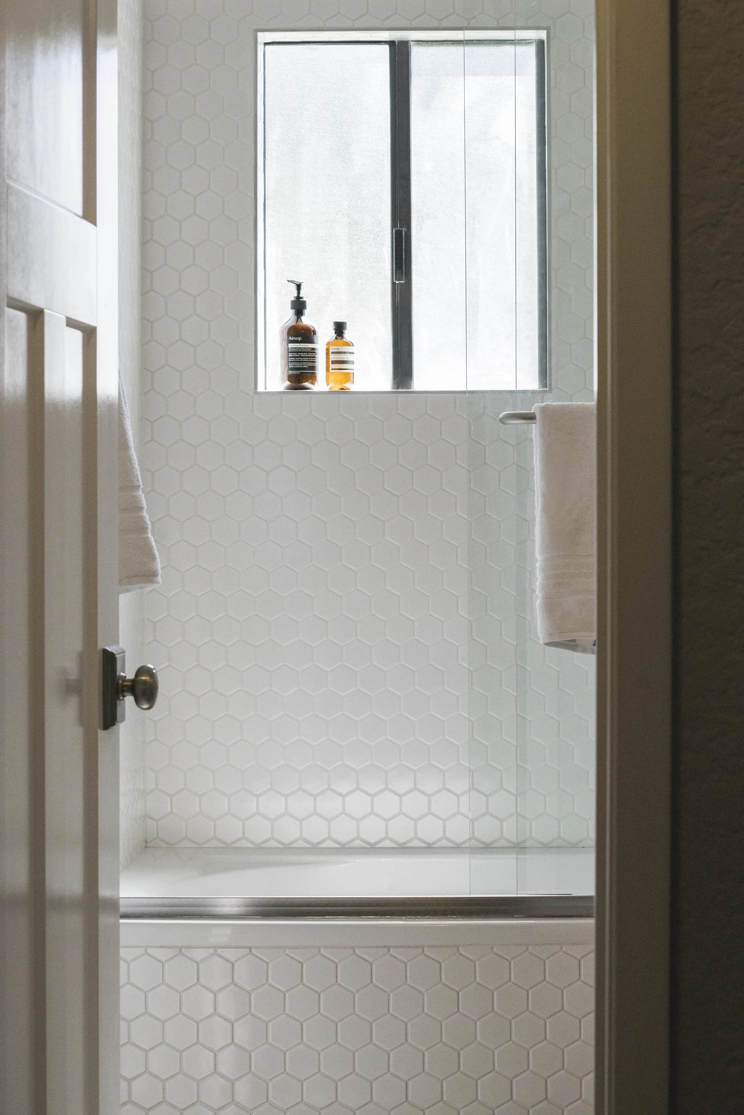 guest bath hex tile remodel