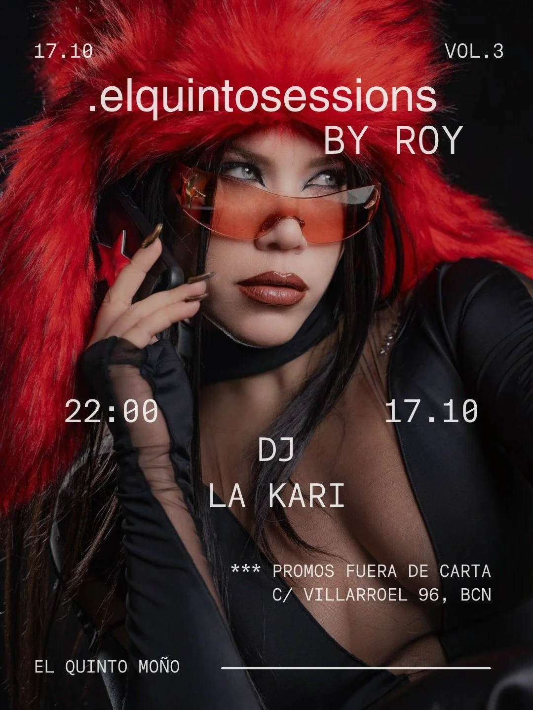 .elquintisessions VOL.4
_________________________by Roy 

Este s&aacute;bado 17 de octubre tenemos nuevo evento con La Kari. 
Desde las 22:00h
*Promos fuera de carta
*Haz tu reserva

...

.elquintisessions VOL.4
_________________________by Roy 

This