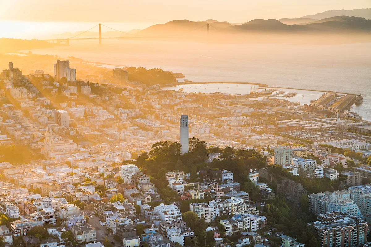 Aerial views of San Francisco, CA