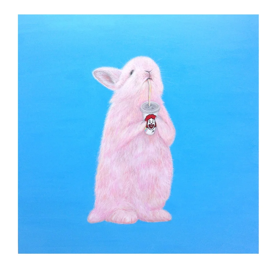 Bunny with Mc donald cup.jpeg