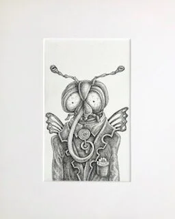 Nigel Contemplates his Life Cycle Emek archival ink on archival paper 16 x 13 x 1 (framed) $750