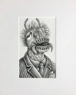 Mr. Creeb Emek archival ink on archival paper 16 x 13 x 1 (framed) $750