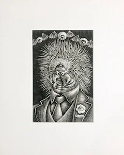 They've Got Your Eye, Grandpa Twain Emek archival ink on archival paper 16 x 13 x 1 (framed) $750