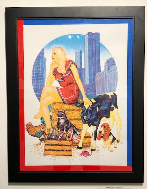 Daydream HE Zeb Love Acrylic hand embellish on 4 color silk screen 27 x 21.25 x 1 (framed) $200