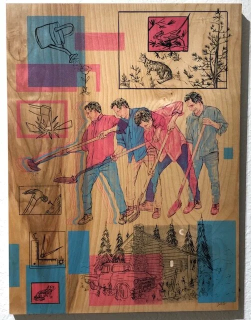 Life Zeb Love 4 color silk screen on birch panel 24 x 18 x 3 (framed) $300