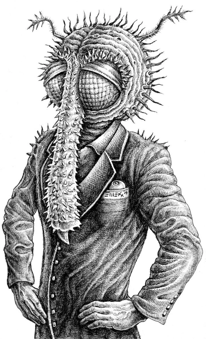 Emek “Dr. Proboscis Flaunts His Schnoz" archival ink on archival paper, matted & framed 16 x 13 x 1 inches (framed)
