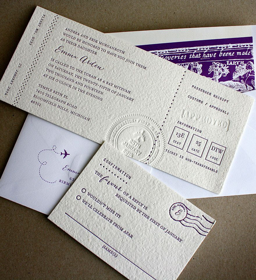 Custom letterpress invitation suite