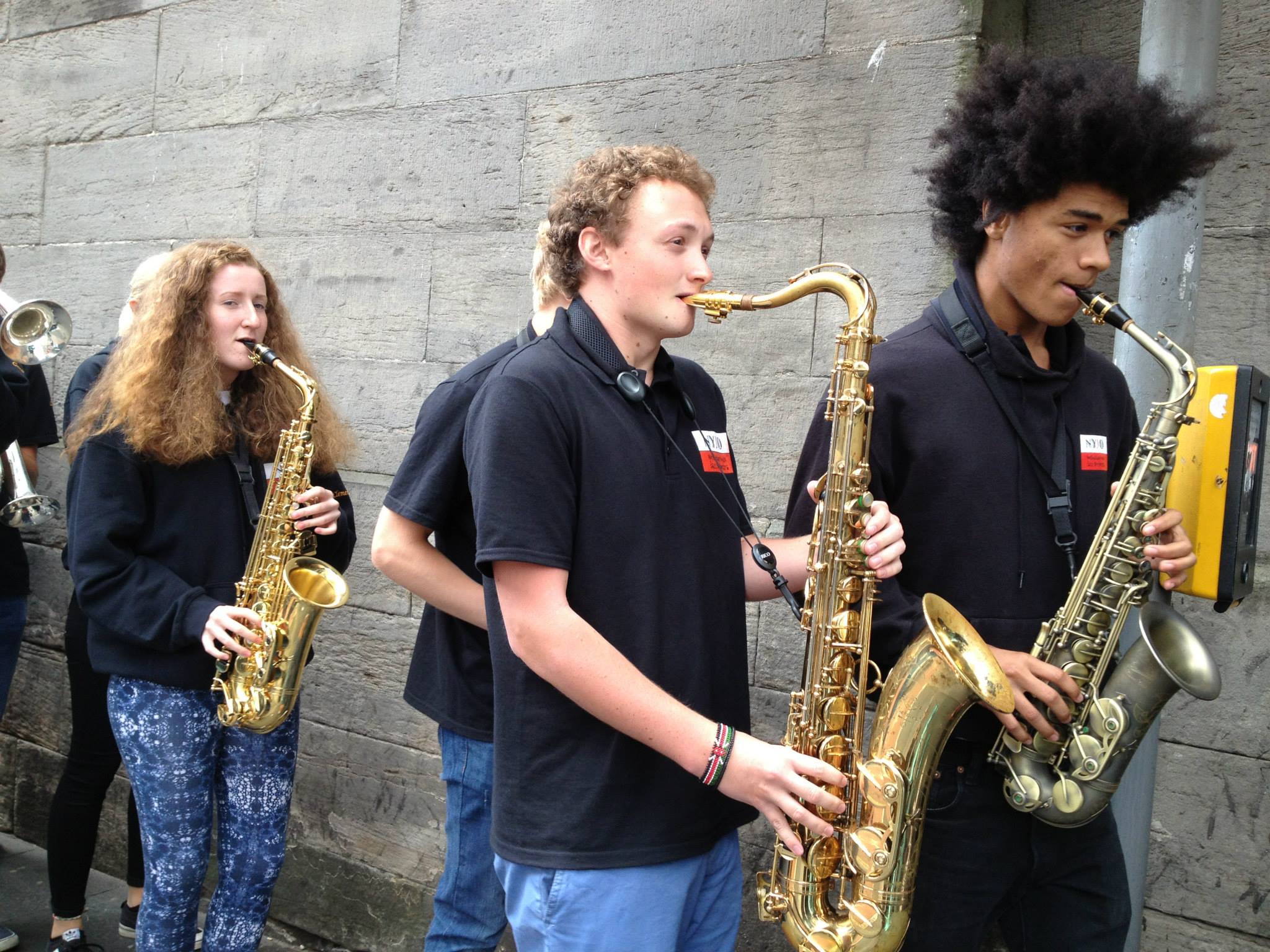 (Nottingham Youth Jazz Orchestra...behind these kids is another kid with a melodion)